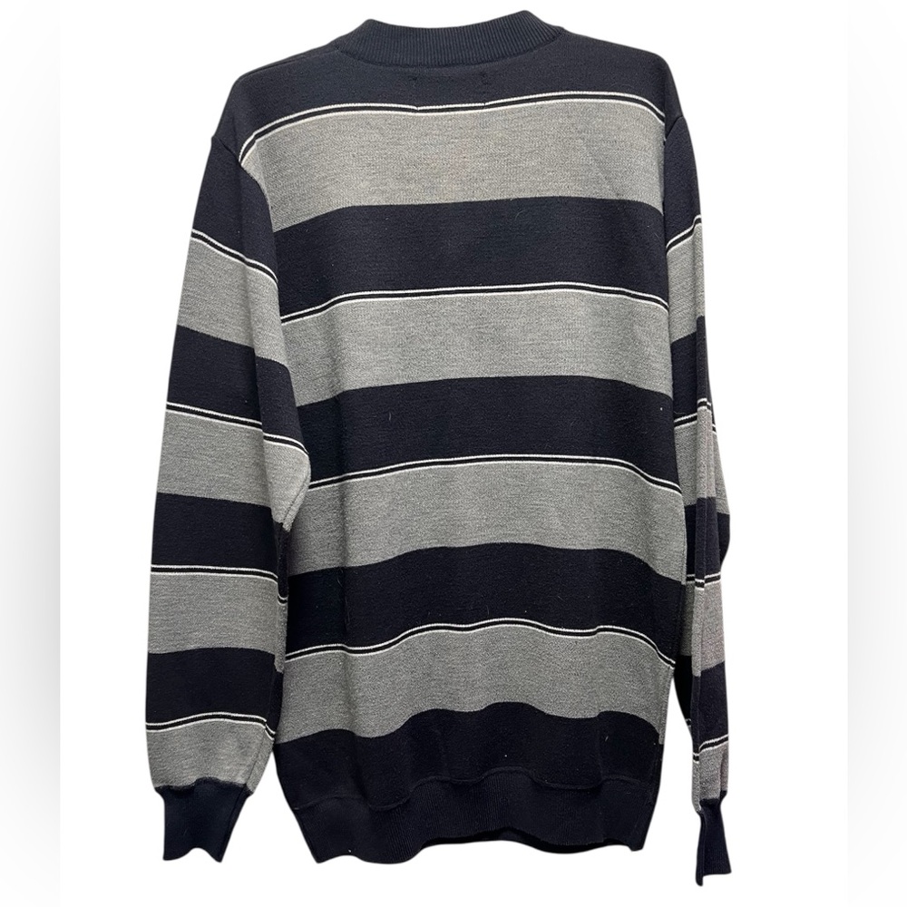 Silver Needle Men's XXL Navy Blue and Gray Striped 1/4 Zip Pullover Sweater - Picture 5 of 7